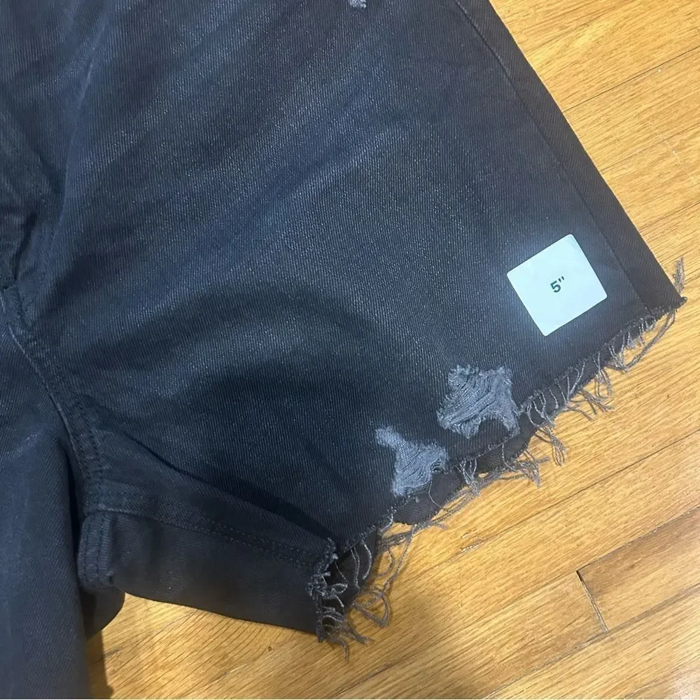 Old Navy High Waisted Slouchy Straight Cut-Off Black Denim Shorts - Picture 9 of 12